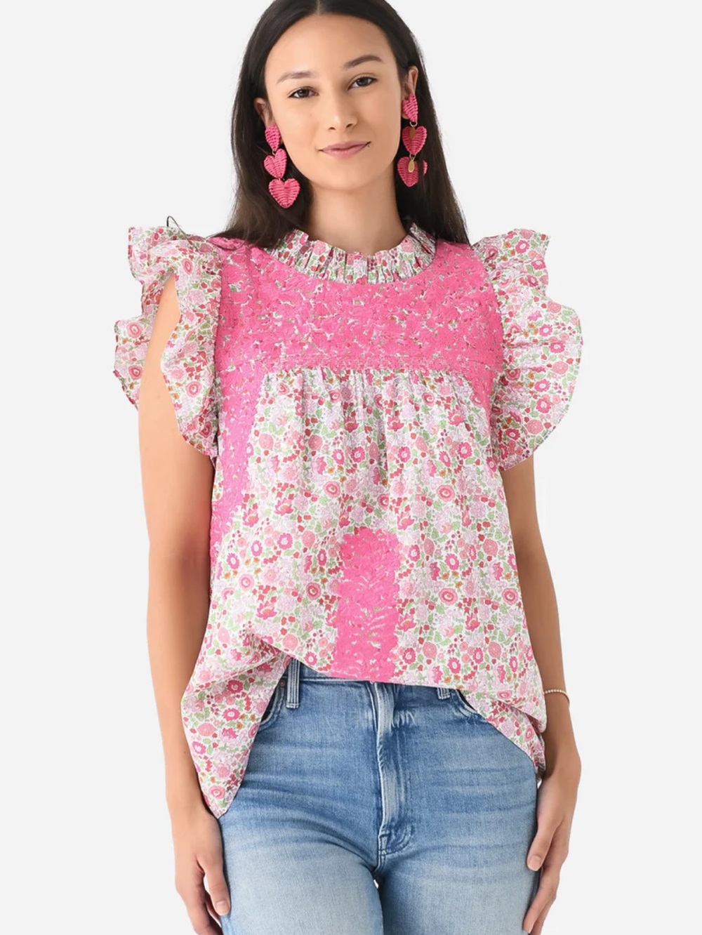 J. Marie The Meagan Ruffle Neck Top sz large